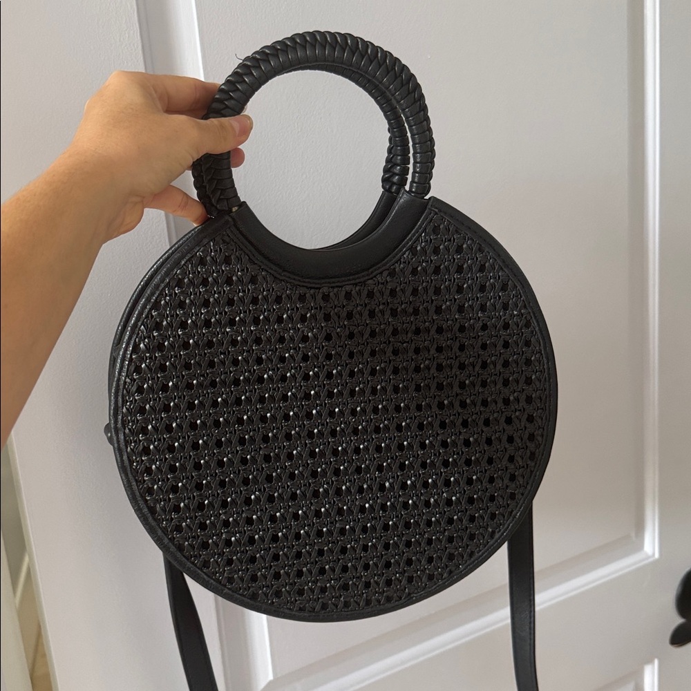 Anthropologie Black Woven Circle Bag
